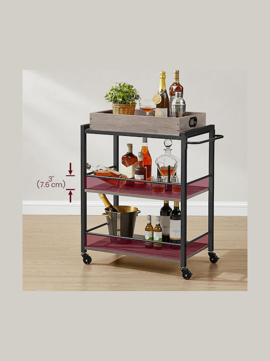 Vasagle Wooden Kitchen Trolley 3 Tiers Gray 65x40x86cm