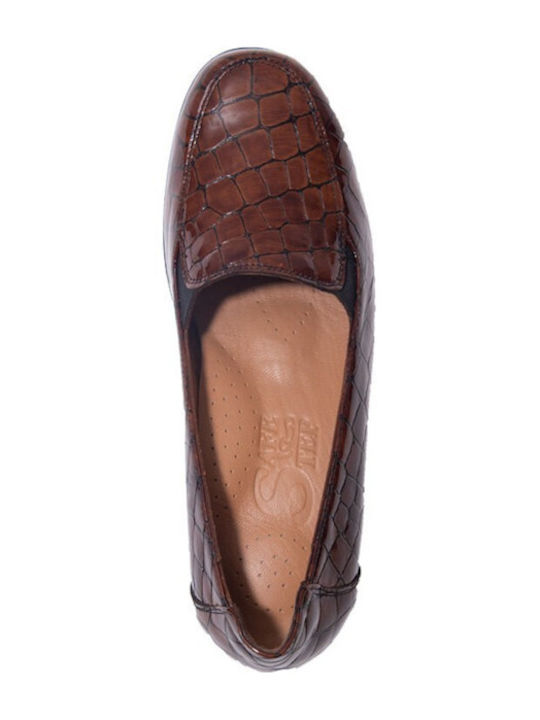 Leather Women's Moccasins in Tabac Brown Color