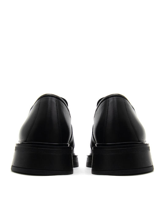 Leder Damen Mokassins in Schwarz Farbe