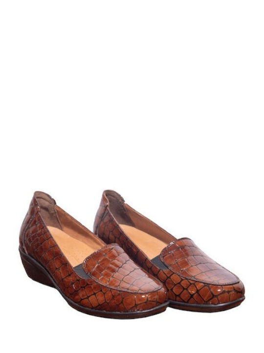 Leather Women's Moccasins in Tabac Brown Color