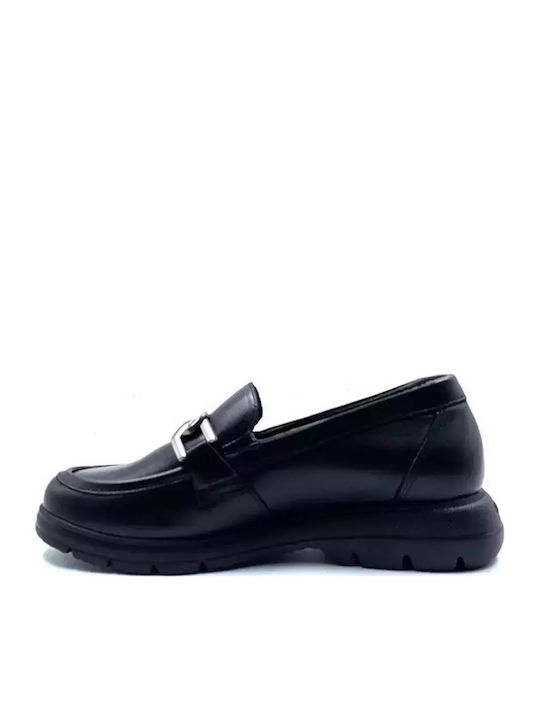 Leather Women's Moccasins in Black Color