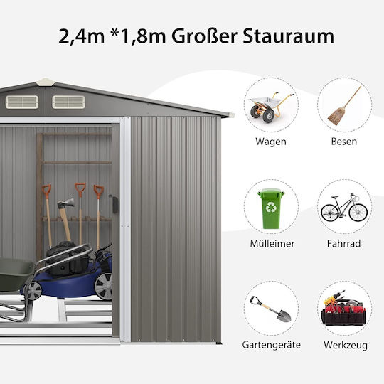 Metallische Gartenhaus Galvanisiert 2,6x2,07x1,8m