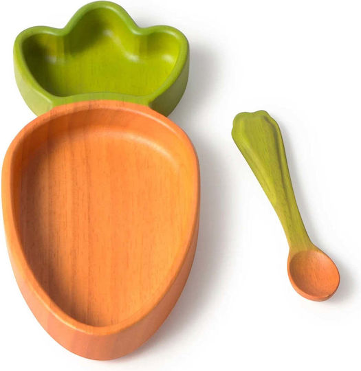 Oli&Carol Feeding Set made of Wood Orange 2pcs