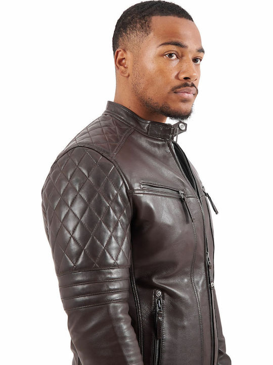 Bravo Leather Jacket Biker Brown
