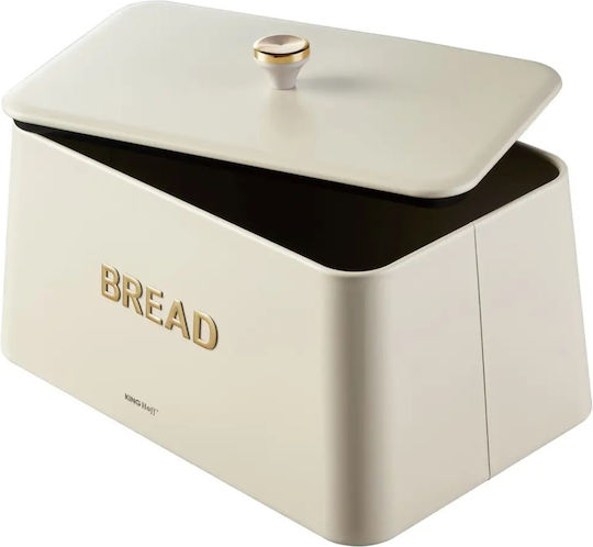 KING Hoff Brotkasten mit Deckel Inox Beige 35x23x21cm
