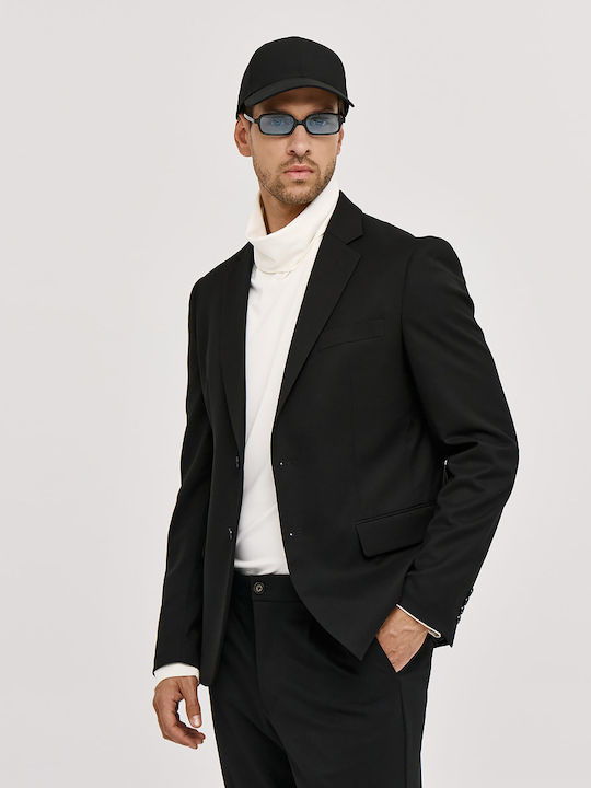 Men's Winter Suit Jacket Slim Fit Black