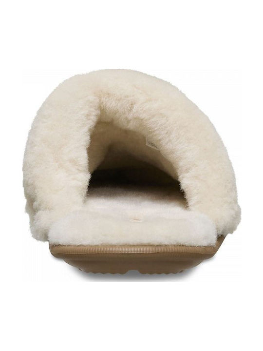 Classic Women's Winter Slippers with Brown Fur