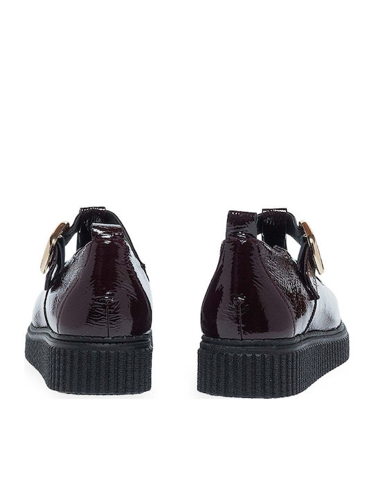 Leather Ballerinas With strap Burgundy
