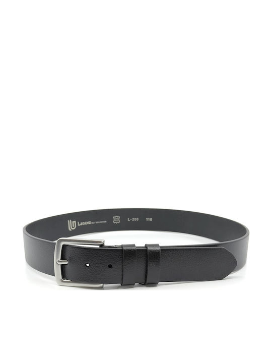 Wide Men's Belt Leather Black