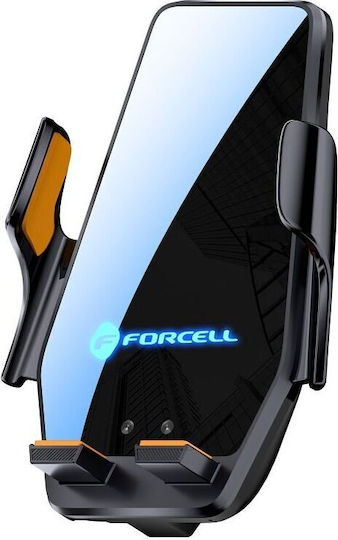Forcell Βάση Κινητού Αυτοκινήτου με Ρυθμιζόμενα Άγκιστρα και Ασύρματη Φόρτιση Μαύρη