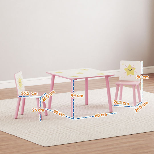 Kids Table and Chairs Set Pink Aiyaplay