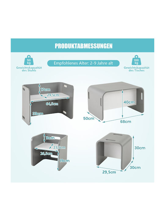 Kinder Tischset mit Stühlen Gray Costway