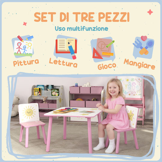 Kids Table and Chairs Set Pink Aiyaplay