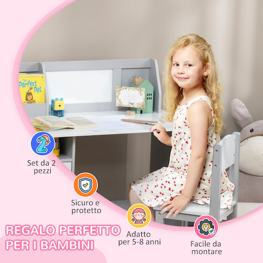Σετ Παιδικό Τραπέζι με Καρέκλες για Ζωγραφική Λευκό HomCom