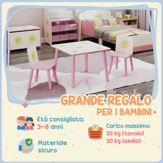 Kids Table and Chairs Set Pink Aiyaplay