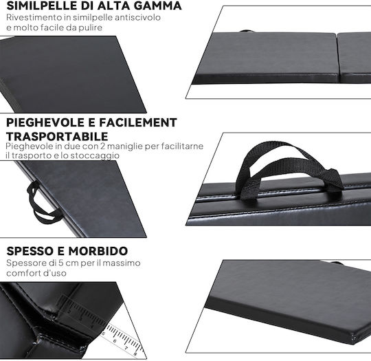 HomCom Exercise Mat Black (180x60x5cm)