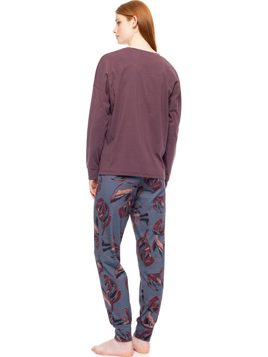 Pink Label Winter Damen Pyjama-Set Rosa