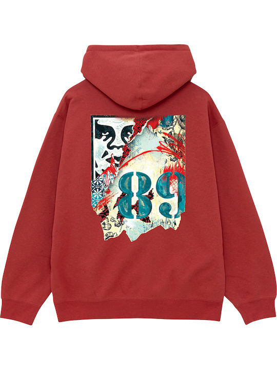 Obey Lisbon Icon Ζακέτα Κόκκινη με Κουκούλα Obey Lisbon Icon Ζακέτα Κόκκινη με Κουκούλα