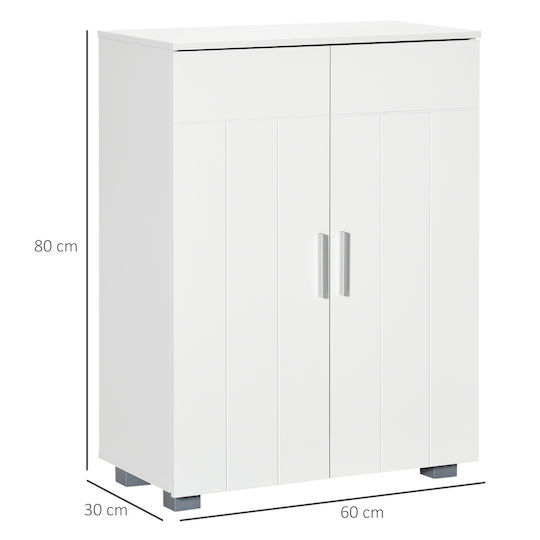 Kleankin Badezimmerschrank B60xT30xH80cm Weiß