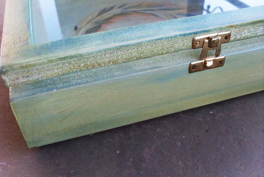Artifact Tabletop Rectangle Wedding Crown Case Wooden Bronze 30x25cm