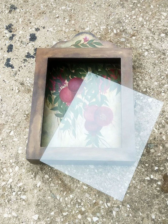Artifact Στεφανοθήκη Ορθογώνια Ξύλινη Ροζ 30x25εκ.