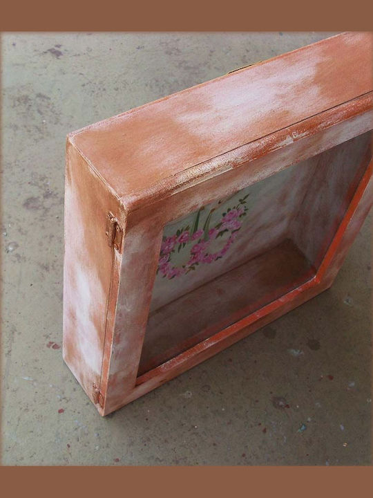 Artifact Cutie pentru Coroană de Nuntă Dreptunghiulară Lemnoasă Bronz 25x25εκ.