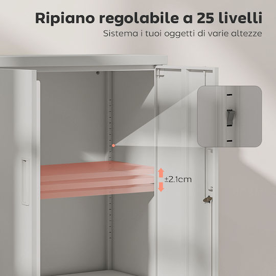 Office Storage Metal Cabinet with Lock & Drawers White L80xW40xH130cm