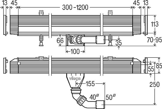 Viega Linie De Drenaj Fără Grilă De Perete Advantix Vario 120cm 736736