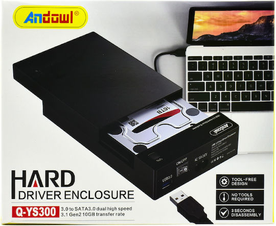Andowl QY-S300 Θήκη για Σκληρό Δίσκο 2.5" / 3.5" SATA III με σύνδεση USB 3.0 Q-YS300