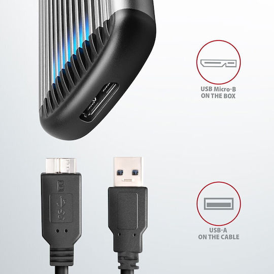 Axagon Θήκη για Σκληρό Δίσκο M.2 SATA III με σύνδεση USB 3.2