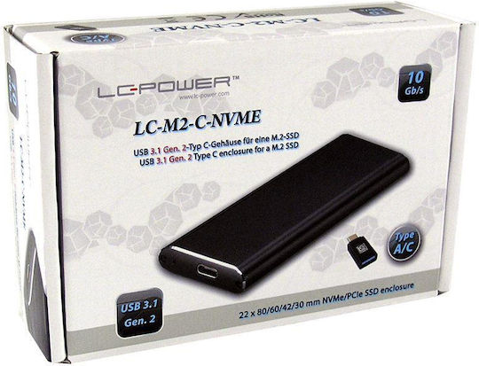 LC-Power Θήκη για Σκληρό Δίσκο M.2 SATA III / PCI Express NVME με σύνδεση USB 3.1