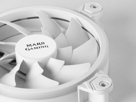 Mars Gaming MFX Case Fans 120mm 1100rpm 31cfm with ARGB Lighting and Connection 3-Pin 4-Pin Molex 6-Pin White
