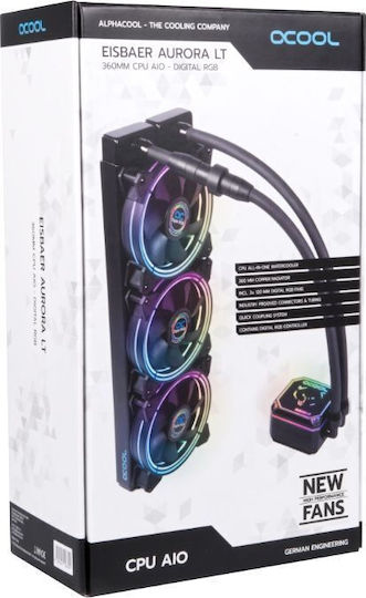 Alphacool Eisbaer LT360 Aurora Water Cooling AIO CPU With 3 Fans 120mm And ARGB Lighting