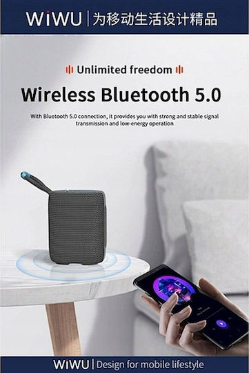 Wiwu Thunder P26 Αδιάβροχο Ηχείο Bluetooth με Ραδιόφωνο Γκρι