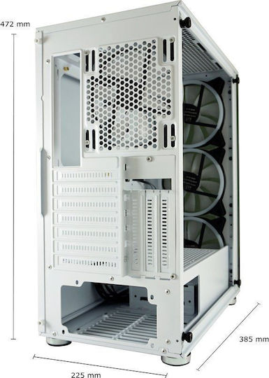 LC-Power Gaming 803W Lucid X Midi Tower Κουτί Υπολογιστή με Πλαϊνό Παράθυρο και RGB Φωτισμό Λευκό