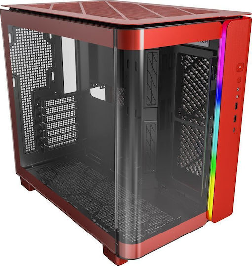 Montech King 95 Gaming Midi Tower Κουτί Υπολογιστή με Πλαϊνό Παράθυρο Κόκκινο
