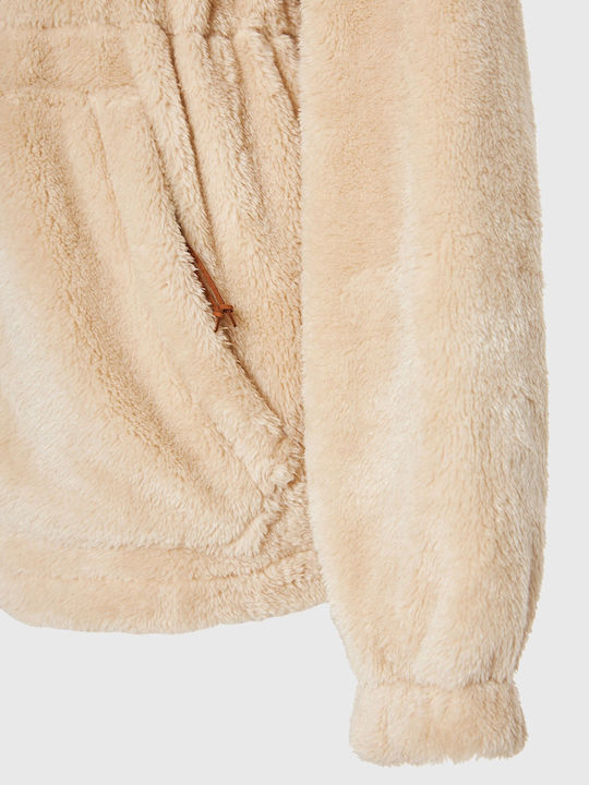 Fleece Damen Jacke in Beige Farbe