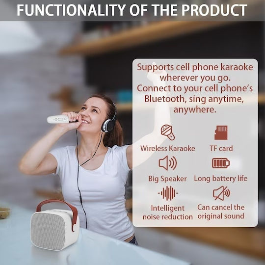 Boxă Karaoke cu Microfoane Wireless Albe