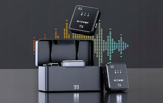 BlitzWolf BW-SX63 Seturi Wireless Microfon Πέτου, Clip On Jurnalistic