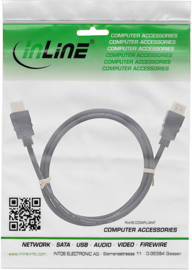 InLine Speed Ethernet HDMI 2.0 Premium High Speed 4K 60Hz HDR Кабел HDMI Мъжки - HDMI Мъжки 1м Черен