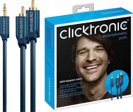 Clicktronic Cablu Audio 3,5 Mm Male - Rca De Sex Masculin Albastru 1m Cu Terminale Placate Cu Aur 70465