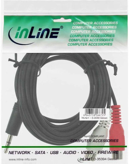 InLine Audio Cable 3.5mm Male - RCA Female Black 2m 89941