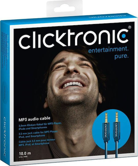 Clicktronic Кабел За Звук 3,5 мм Мъжки - 3,5 мм Мъжки Син 10м 70482