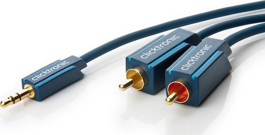 Clicktronic Cablu Audio 3,5 Mm Male - Rca De Sex Masculin Albastru 1m Cu Terminale Placate Cu Aur 70465