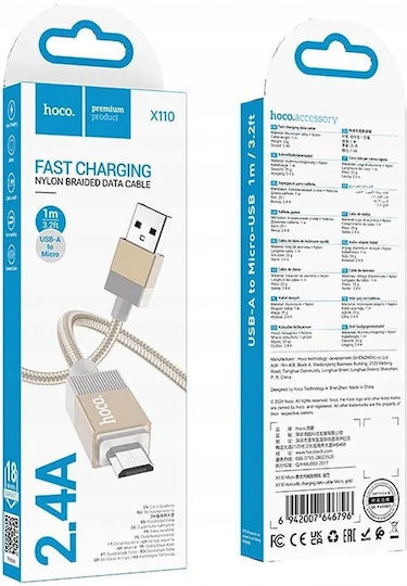 Hoco Regular USB 2.0 spre micro USB Cablu Auriu 1m (300507) 1buc