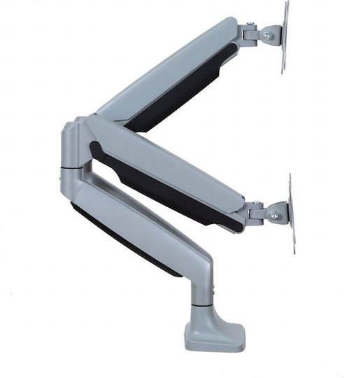 Art L-36HD Βάση Γραφείου για 2 Οθόνες έως 35" με Βραχίονα Ασημί