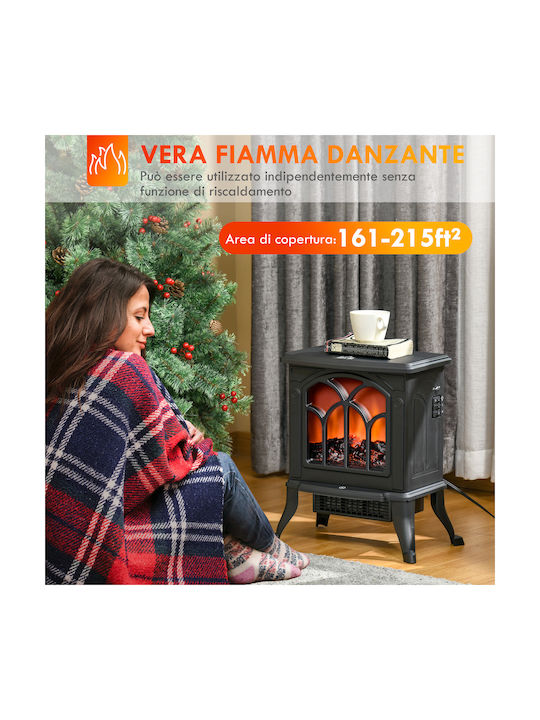 HomCom Boden Elektrischer Kamin 1500W Schwarz