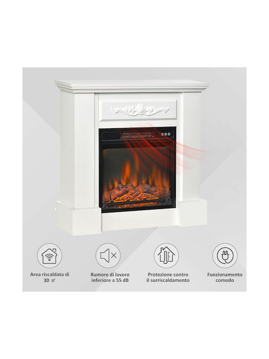 HomCom Boden Elektrischer Kamin 1800W Weiß