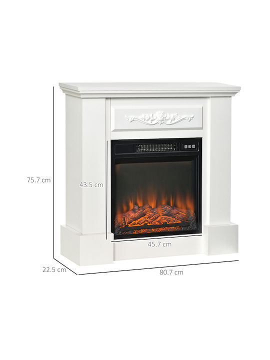 HomCom Boden Elektrischer Kamin 1800W Weiß