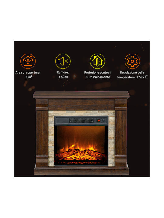 HomCom Под Електрическа печка 1800W 80x21.6см Кафяв